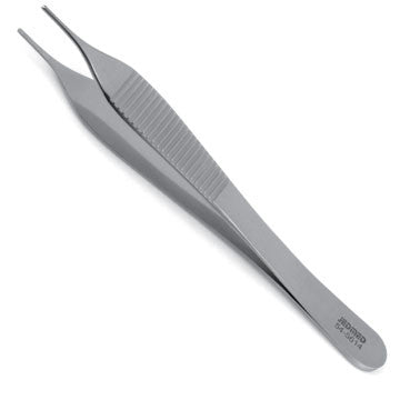 Adson Dressing Forceps - 1.3mm x 10mm Delicate Serrated Tip Full View
