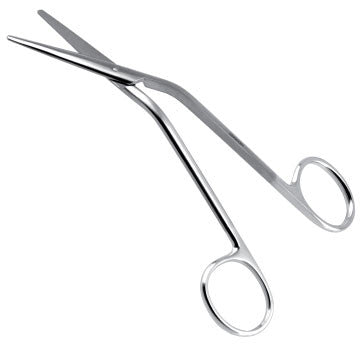 Fomon Dorsal Scissors - Angled Shanks Serrated Blades